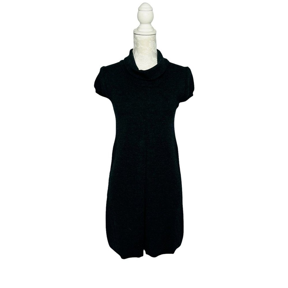 Roberto Collina Womens Sweater Dress Black Cowl Neck Short Sleeve Merino Wool S